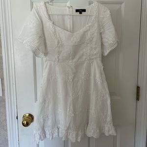 Lulus Morning in Mallorca White Cotton Eyelet Short Sleeve Mini Dress